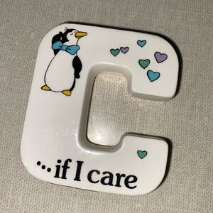 Applause 1985 Vintage Love Letters C If I Can Ceramic Decor‎ Penquin Print